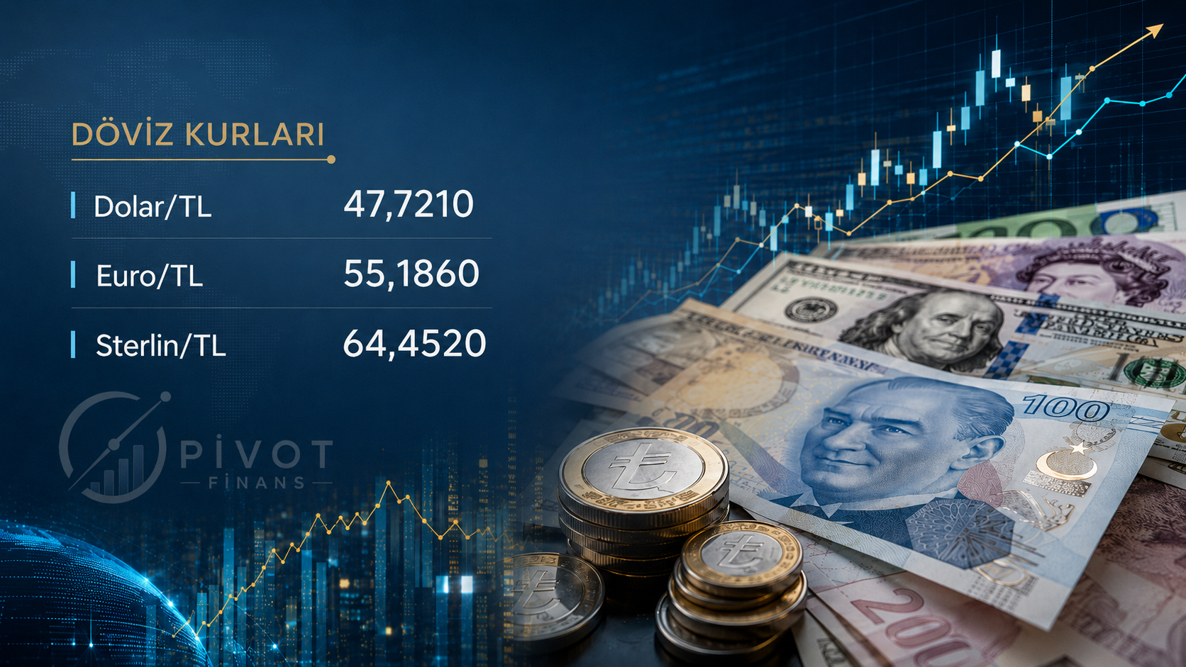 10 Ağustos 2026 Dolar/TL, Euro/TL ve Sterlin/TL döviz kurları - Pivot Finans